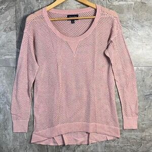 American Eagle Pink knit sweater with V-neck and long sleeves women's m